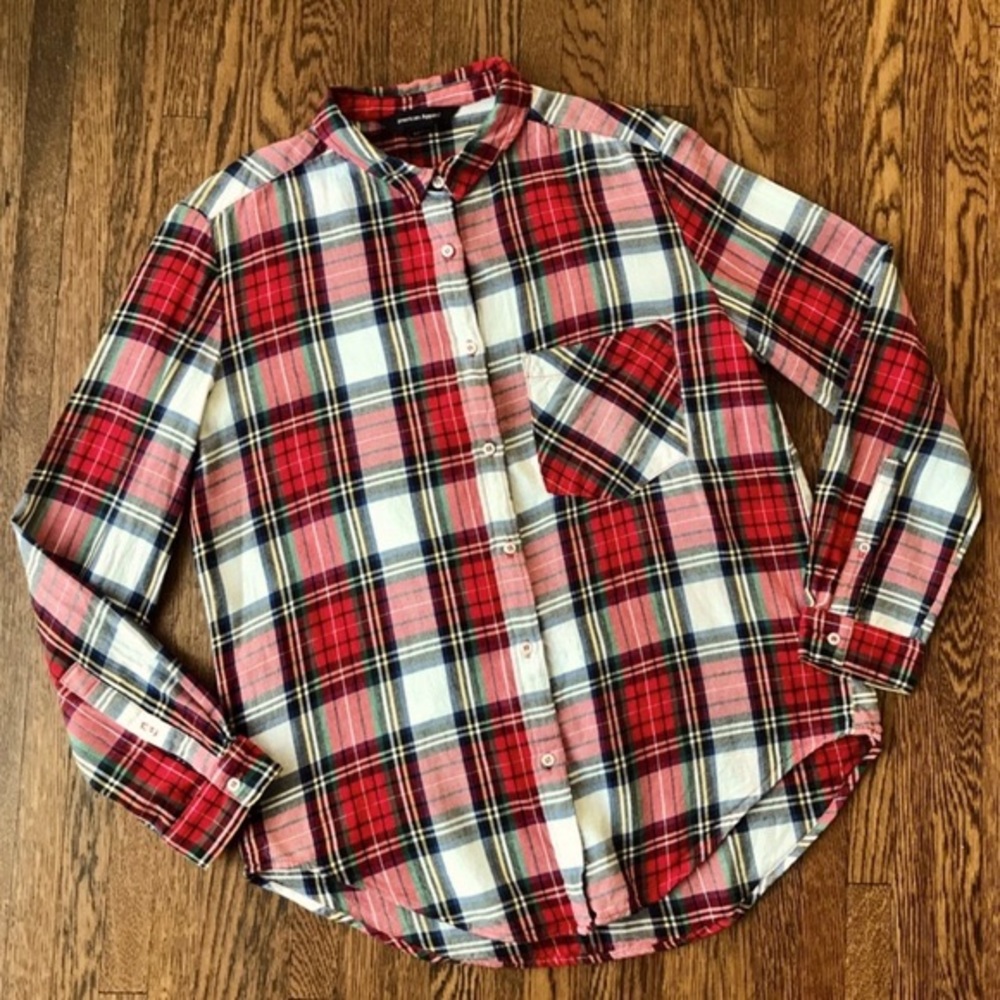 NEW American Apparel Check Long Sleeve Button Down
